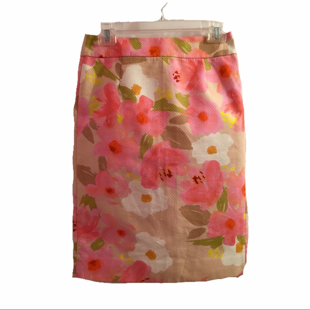J crew pencil floral watercolor skirt size 0 - Picture 2 of 8